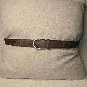 LACOSTE BRAIDED LEATHER BROWN VINTAGE GATOR EMBLEM MENS 36